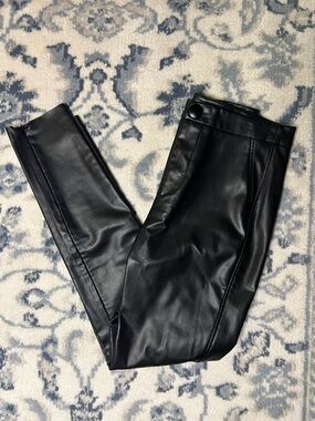 Zara Black Faux Leather Pants with Branded Waist Label